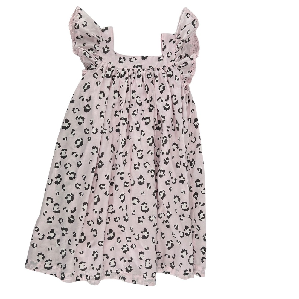 Tucker + Tate Girls Dress Size 7 Pink Snow Leopard Print Ruffle Sleeve Cotton